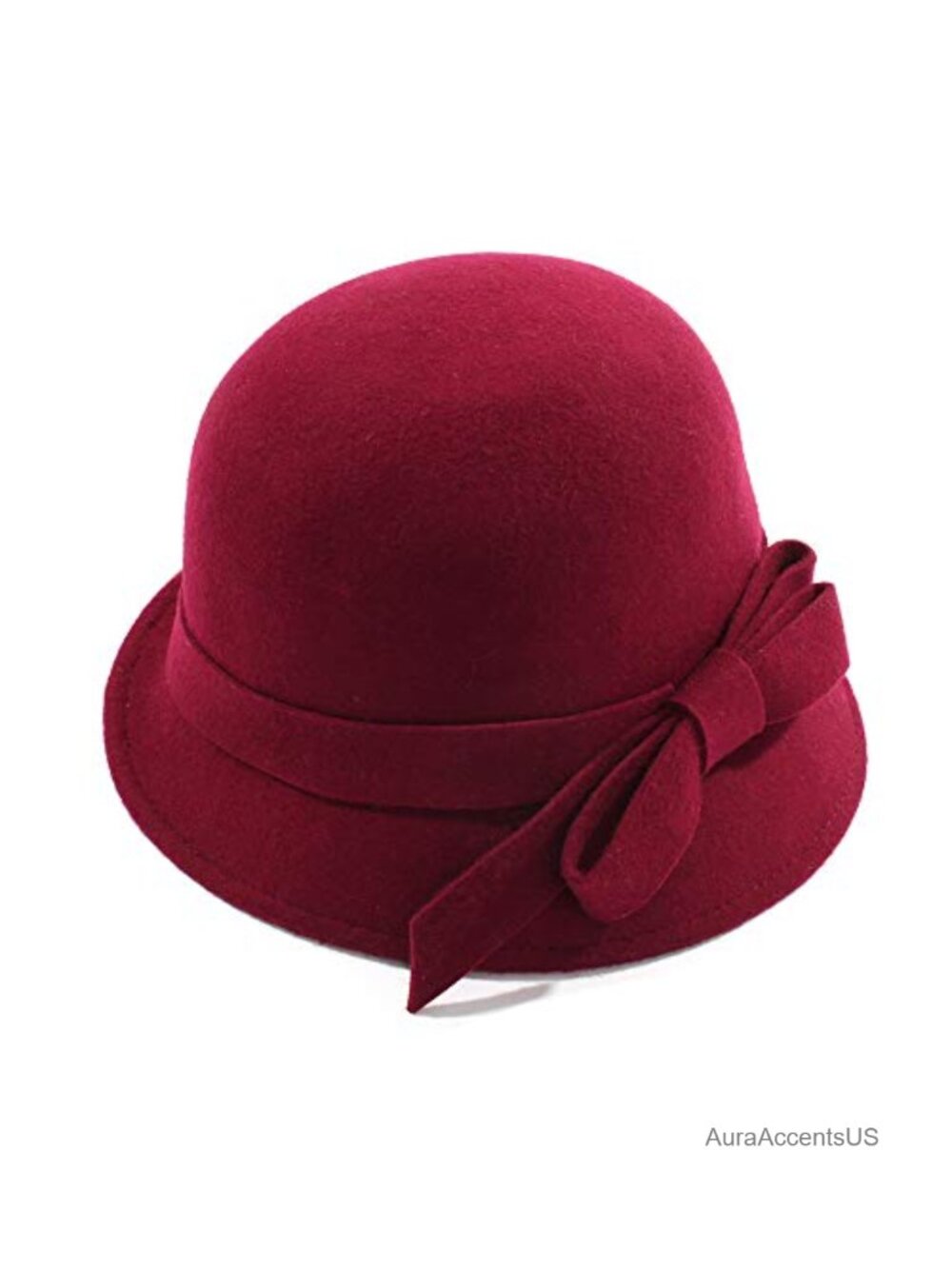 Women's Wool Felt Cloche Bucket Hat Vintage Bow Winter Church Fedora